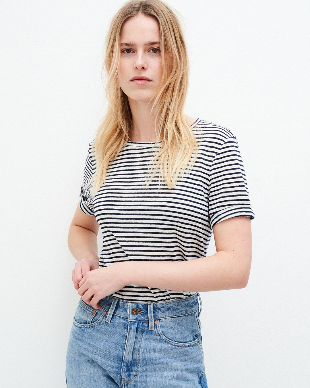 T-Shirt Olivia Striped White-Indigo