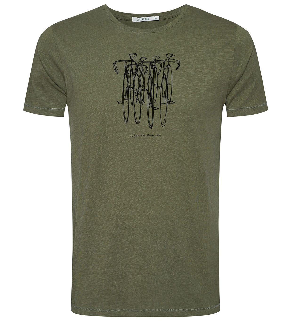 Print T-Shirt Bike Sketch Spice Dirty Olive