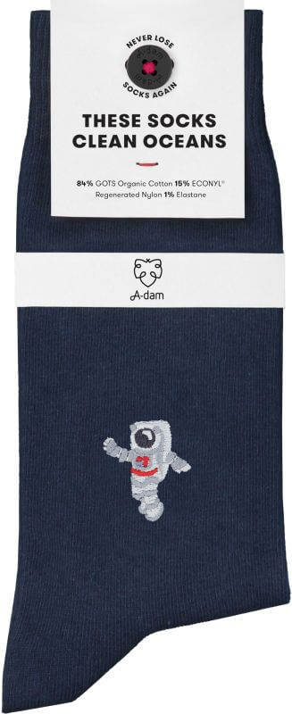 Dunkelblaue Socken mit Astronauten-Stickerei