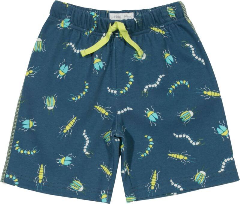 Dunkelblaue Baby-Shorts mit Käfern