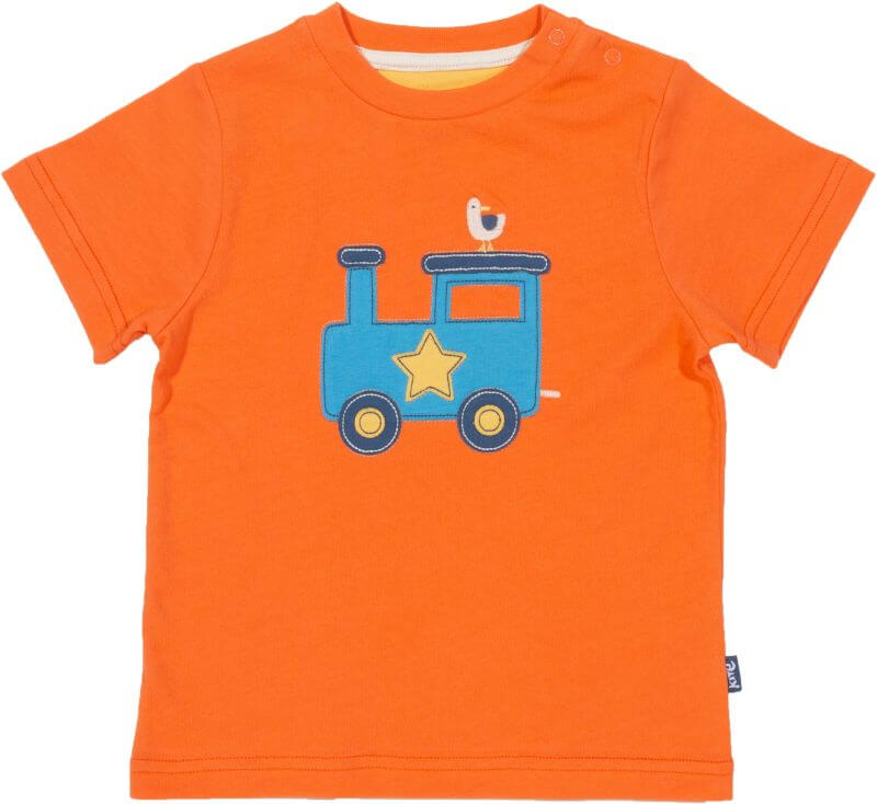 Baby-Shirt mit Zug in Orange
