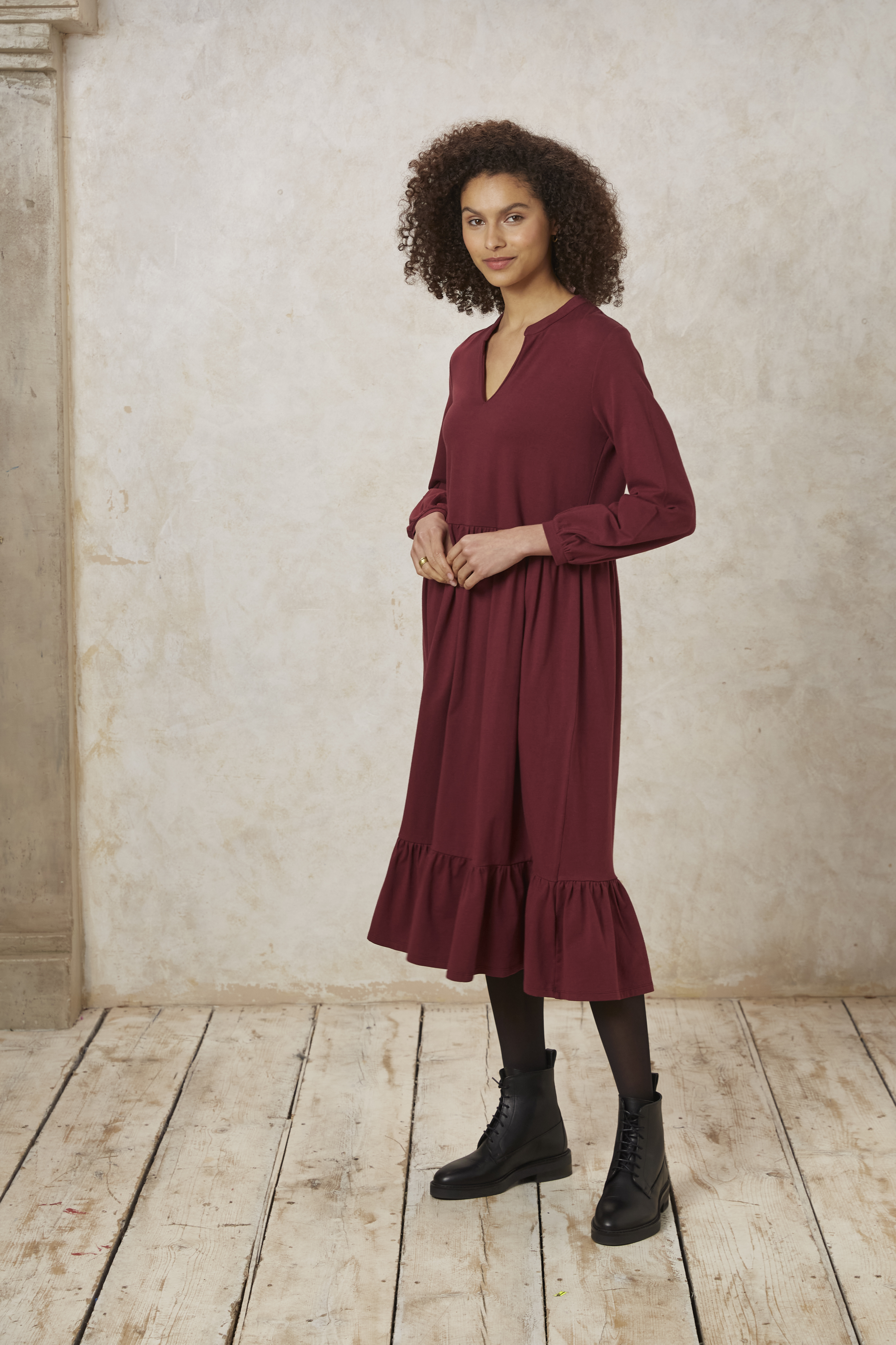 Langarm-Kleid Wallace Dress Burgundy