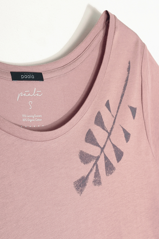 Damen-T-Shirt Shoulder Branch Dusty Pink
