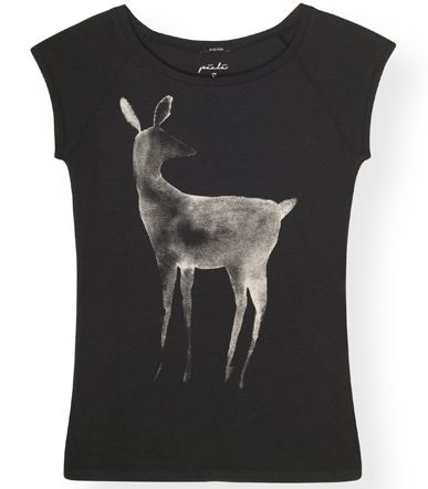 Damen-Kurzarmshirt Deer Black