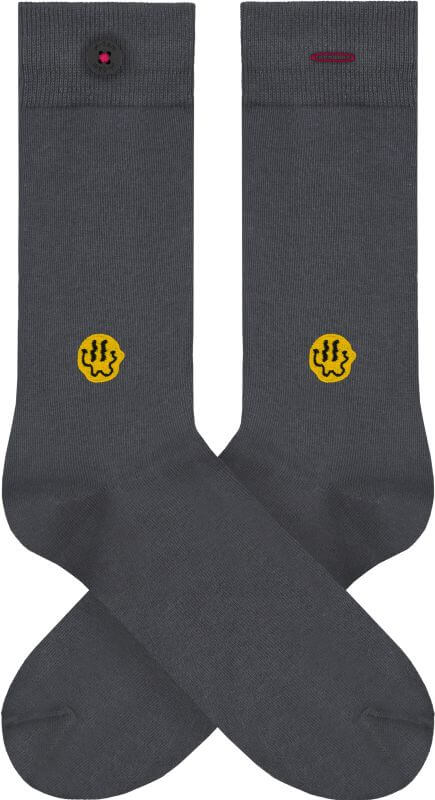 Dunkelgraue Socken mit Smiley-Stickerei