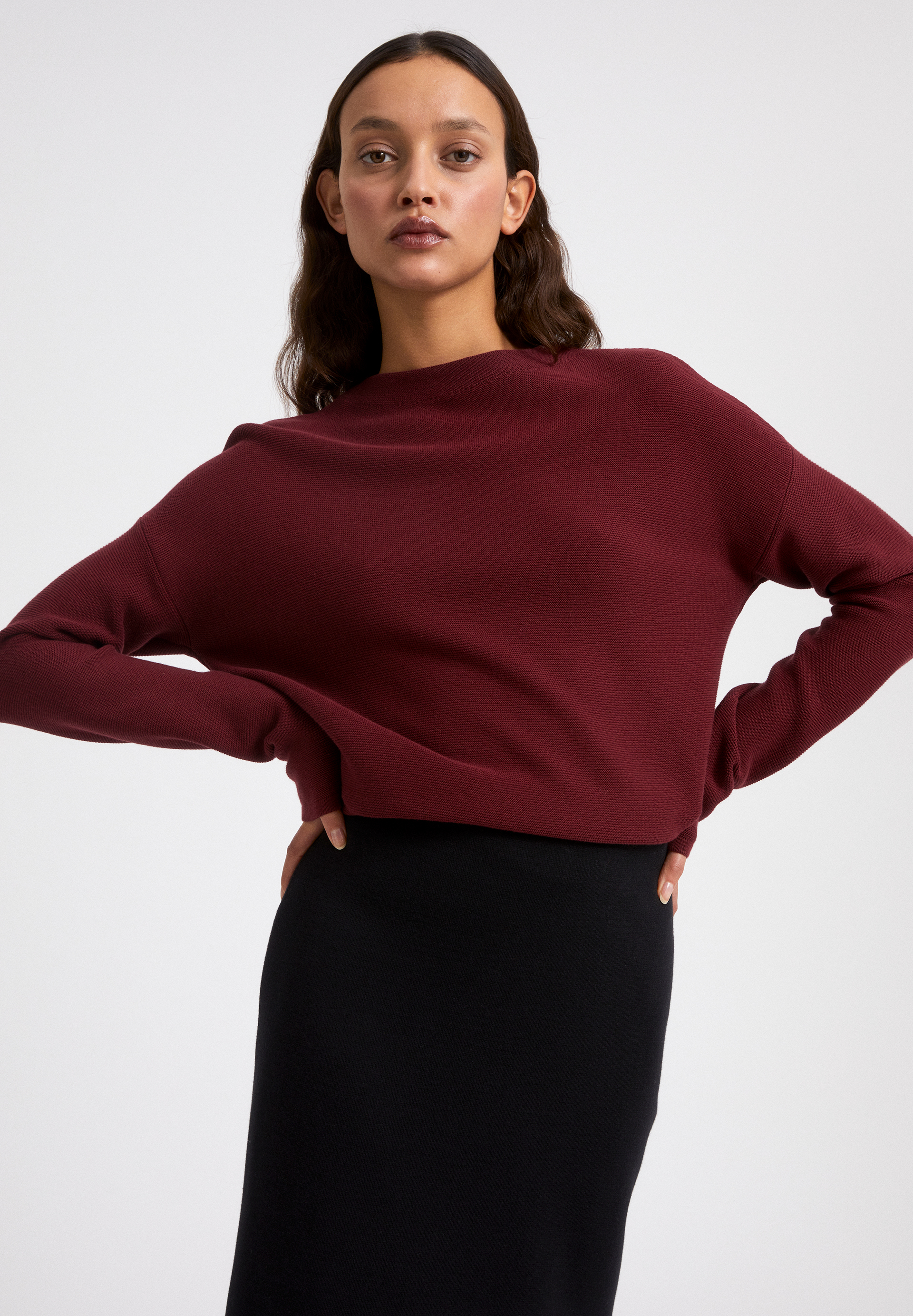 Strukturierter Damen-Pullover MEDINAA ruby red