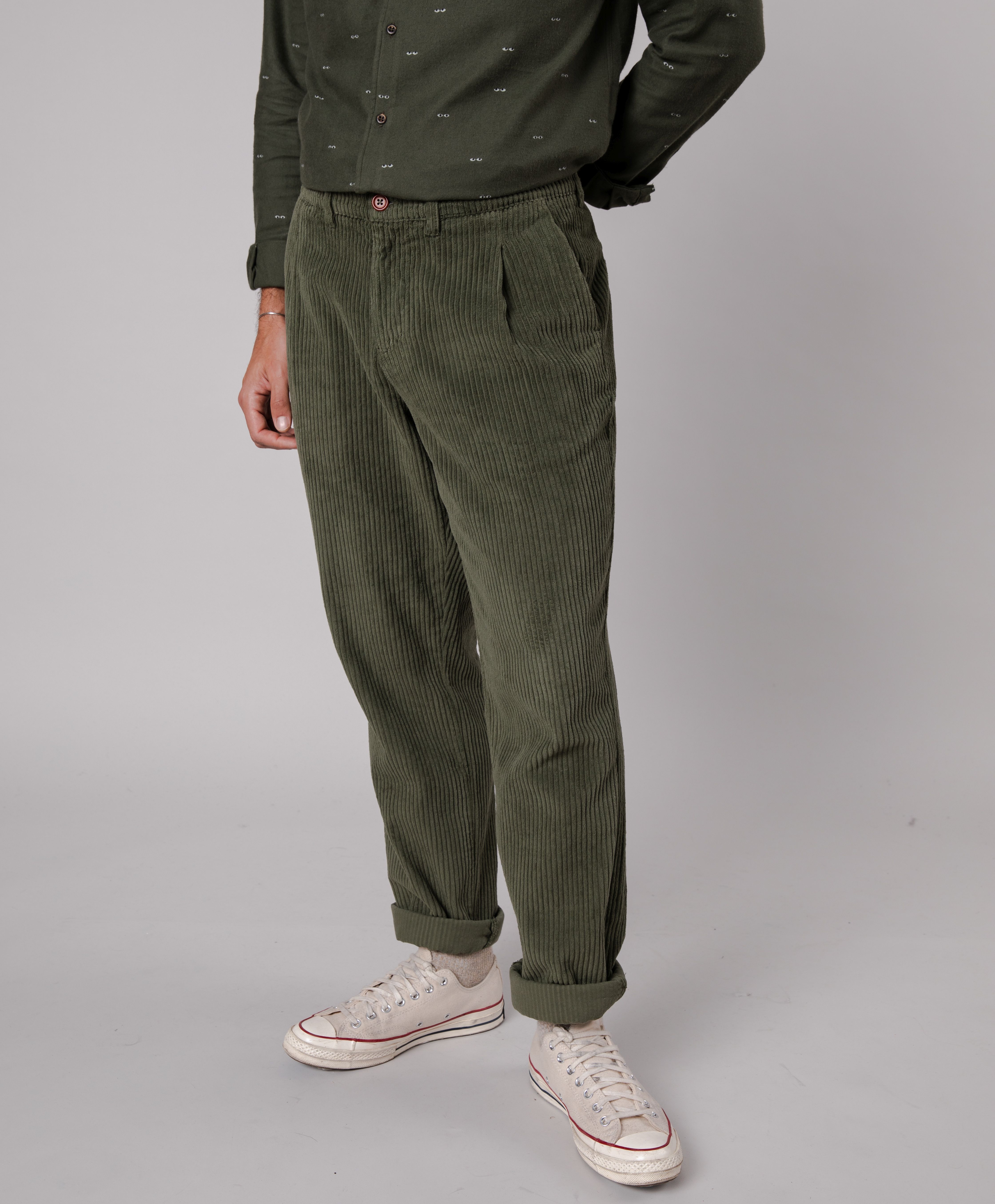 Chino-Hose aus Cord Stone Green