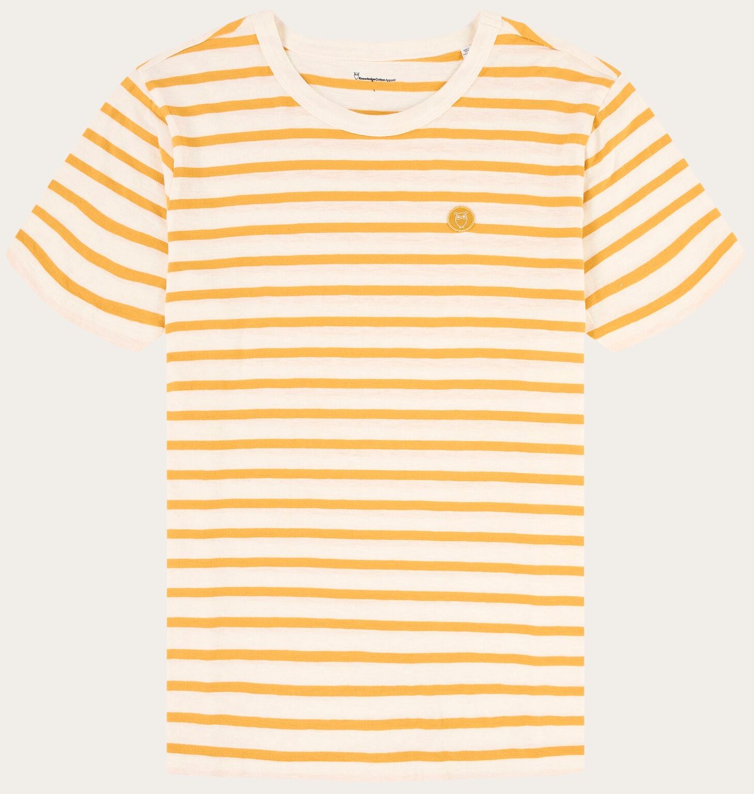 Gestreiftes T-Shirt mit Logo-Patch Honey Gold