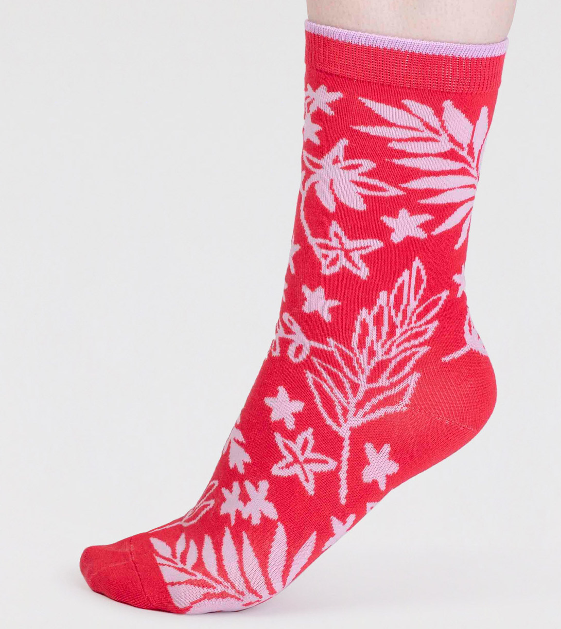 Bambus-Socken Tamara Floral Strawberry Red