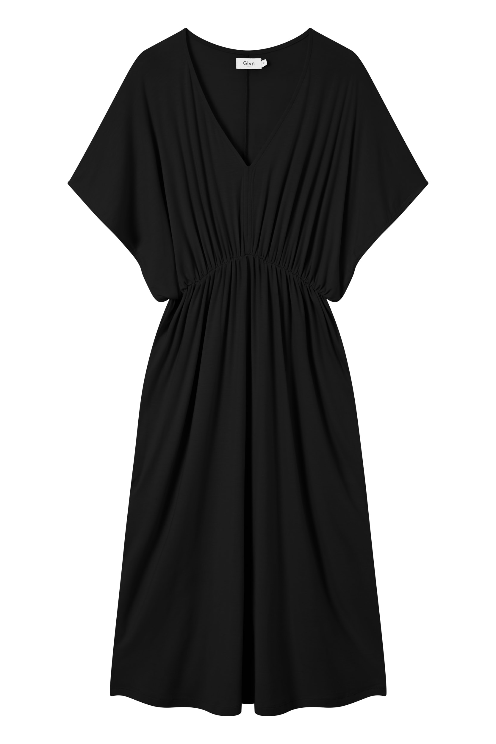 Langes Kurzarm-Kleid VIOLET Black Tencel