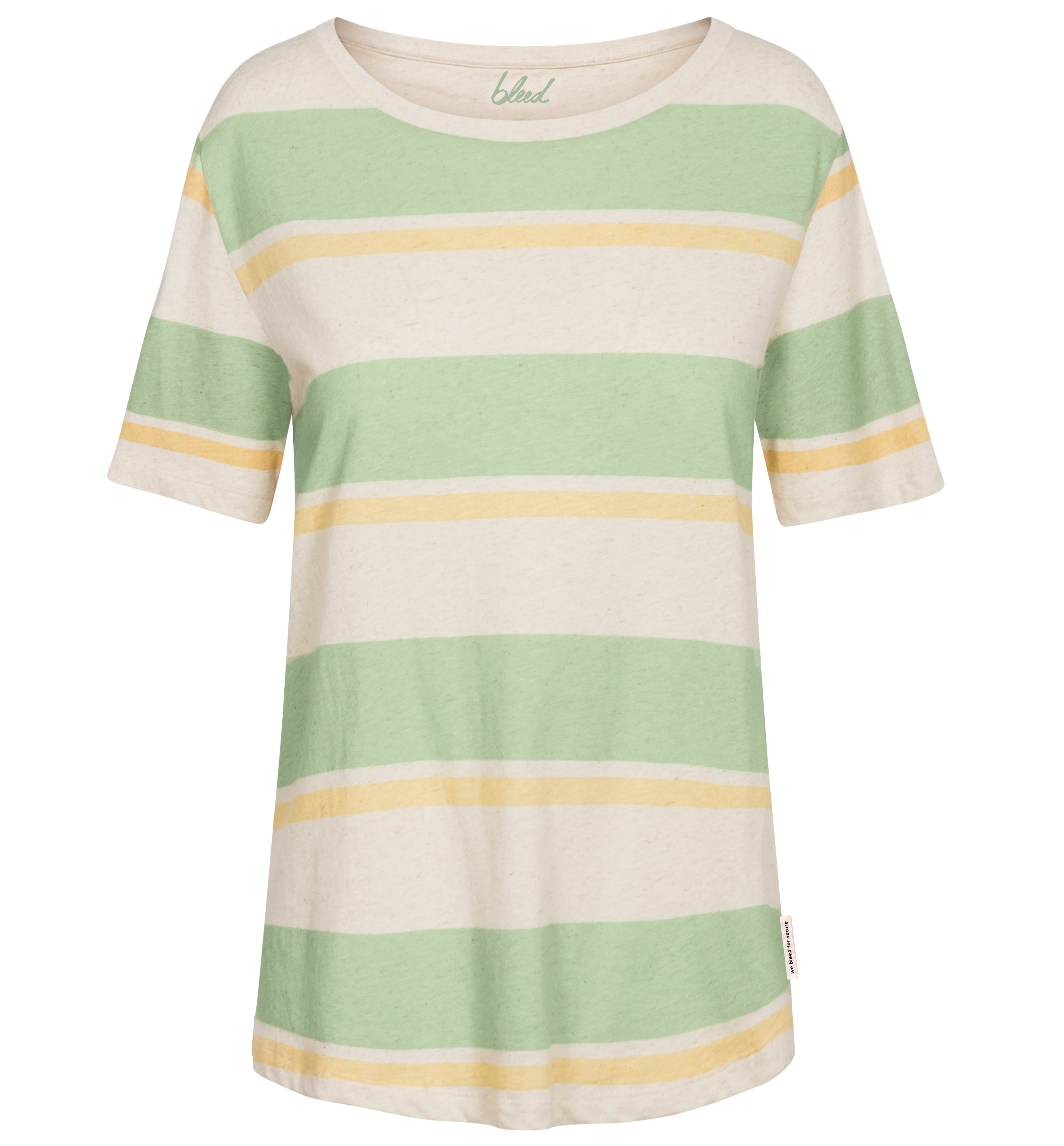 Gestreiftes Shirt Block Stripe mit Hanf weiß/grün
