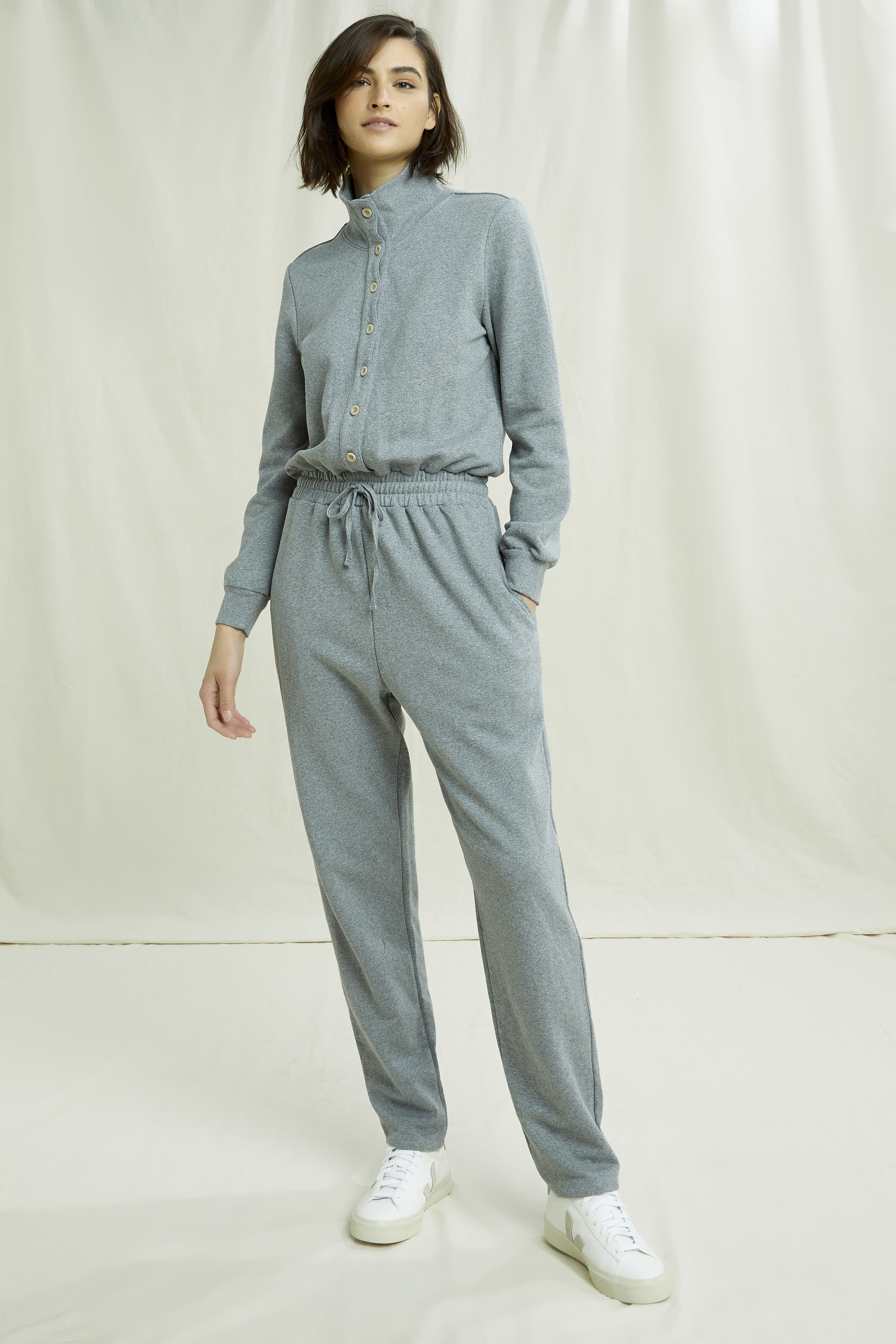 Damen-Jumpsuit Francoise Fleece Grey Melange