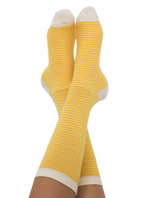 Damen-Socken gestreift gelb naturweiß