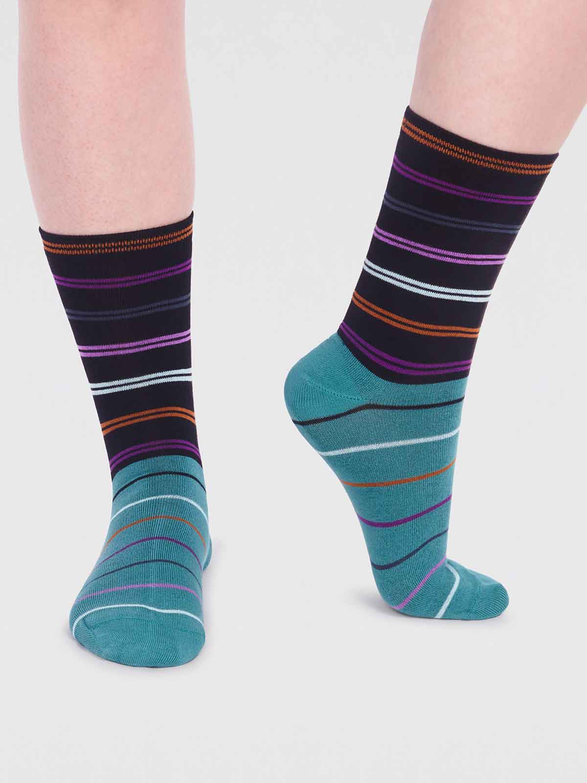 Bambus-Socken Lauryn Stripe Socks Black