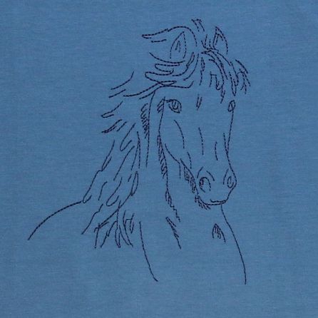 Kurzarm-Shirt mit Pferde-Stickerei petrol