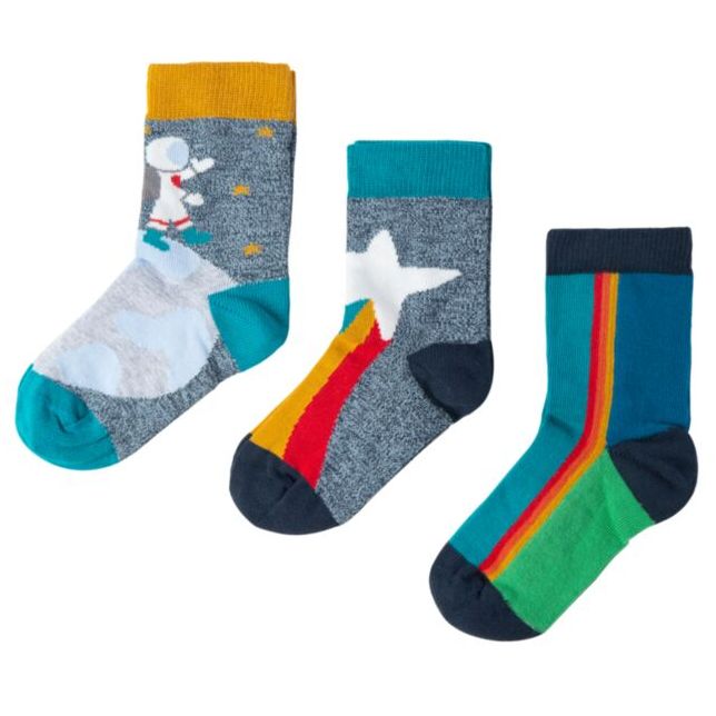 Gemusterte Socken im 3er-Pack mit Astronaut