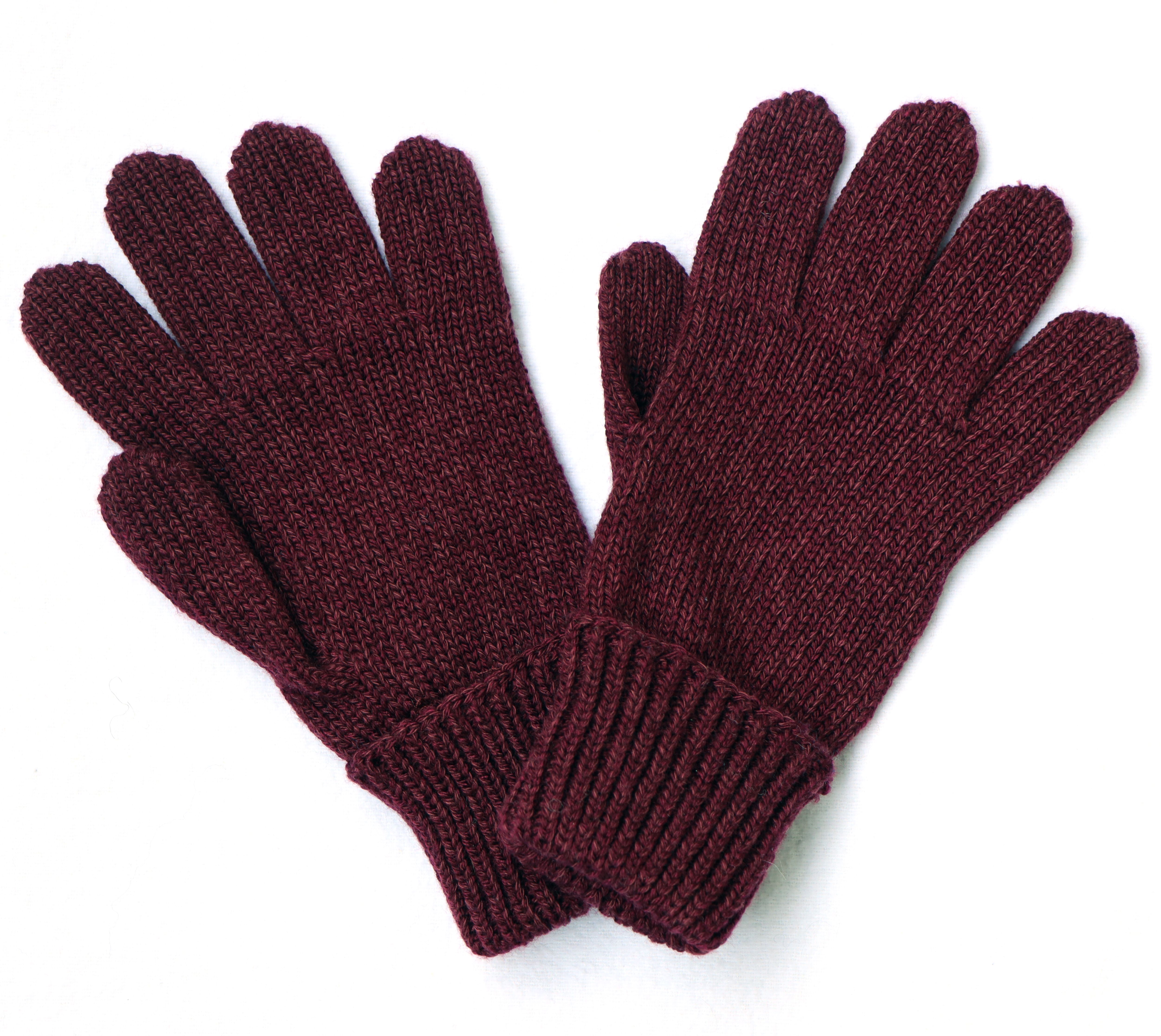 Dunkelrote Kinder-Handschuhe mit Wolle