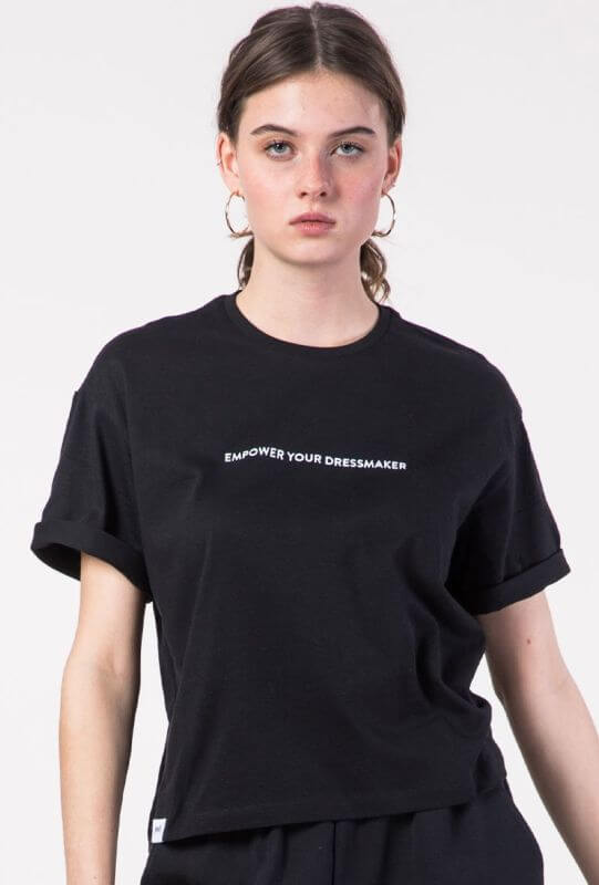 Cropped Damen-Shirt Empower in Schwarz
