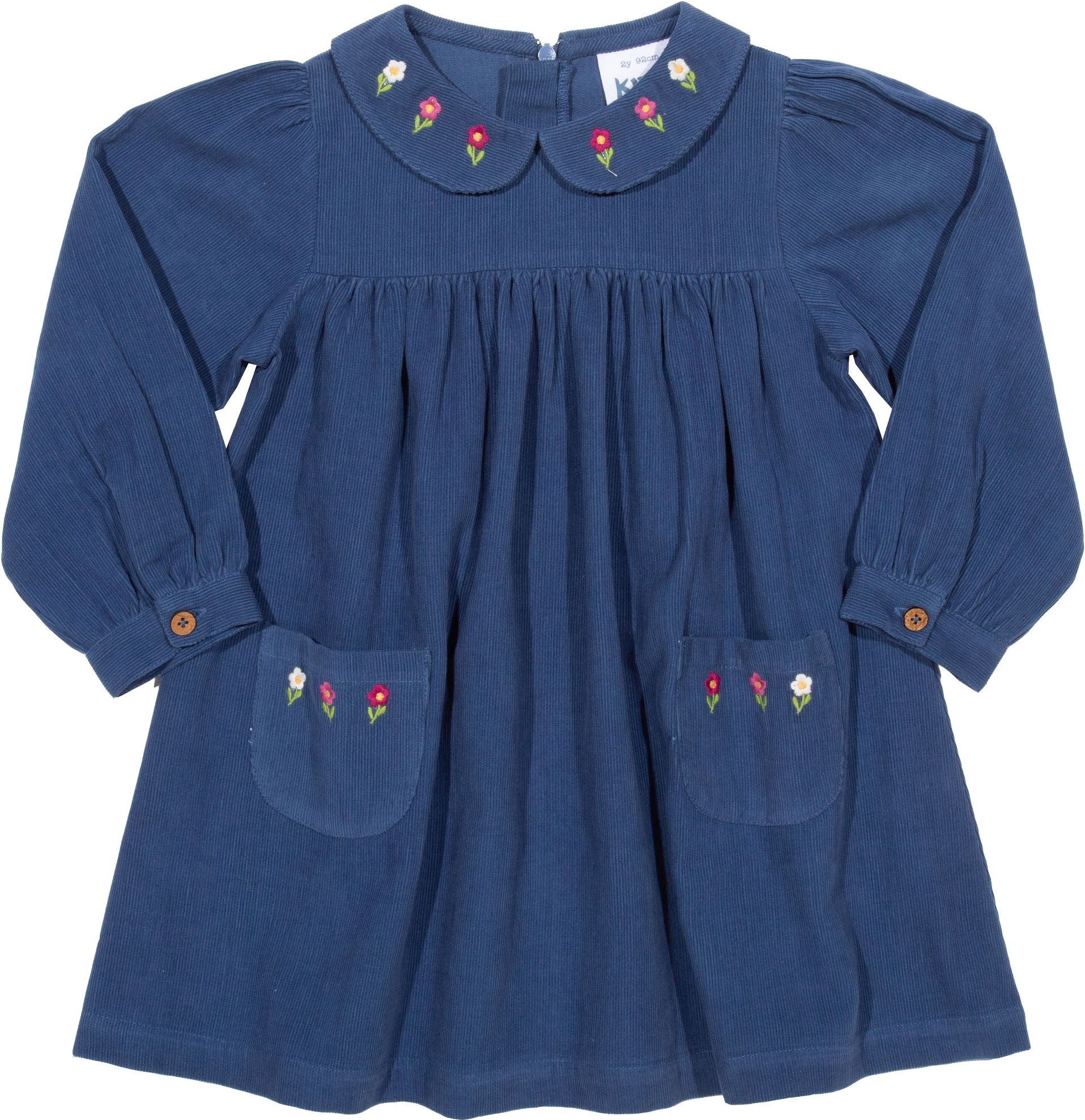 Cord-Kleid mit Stickereien für Kinder navy