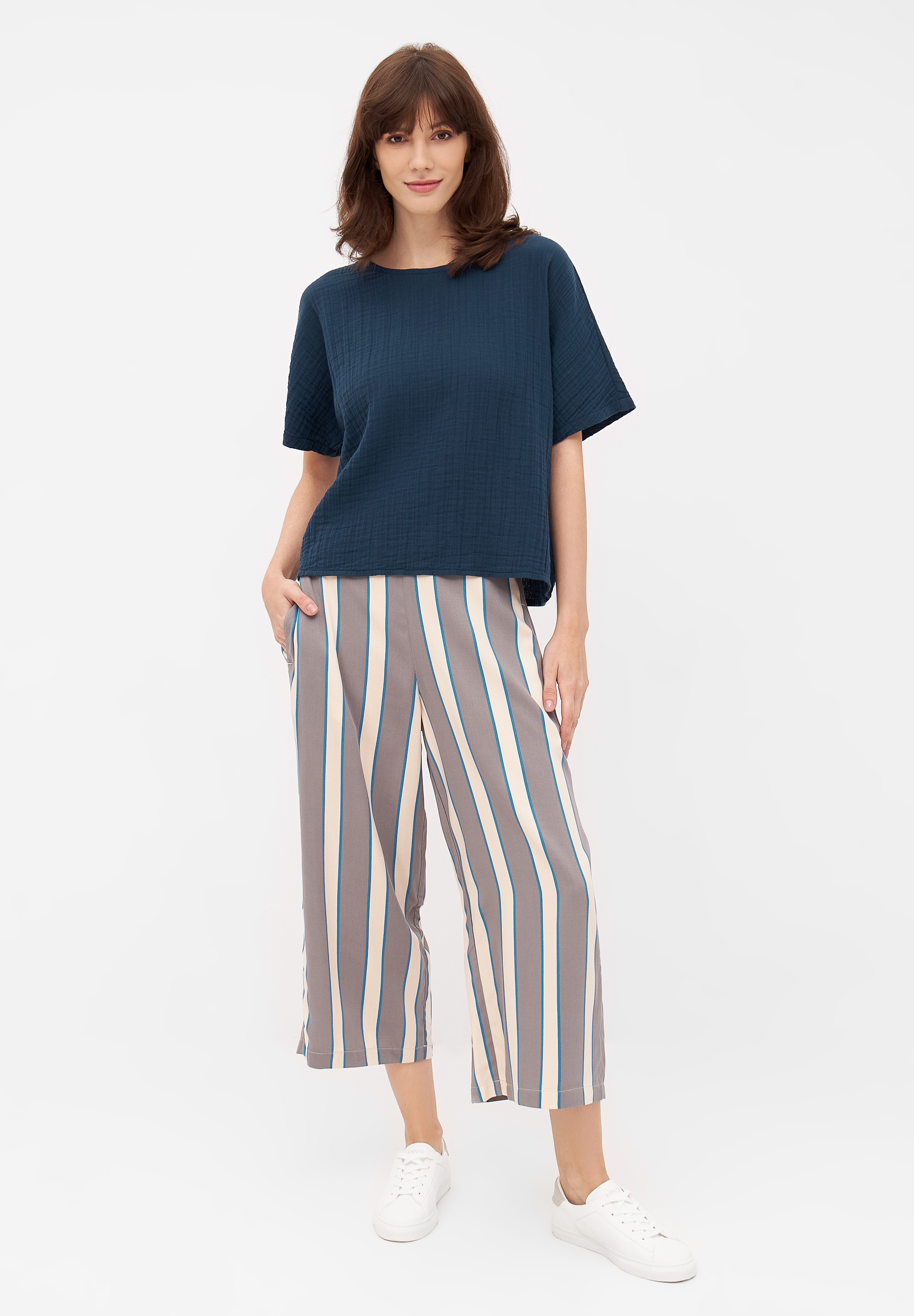 Musselin T-Shirt Pina Midnight Blue