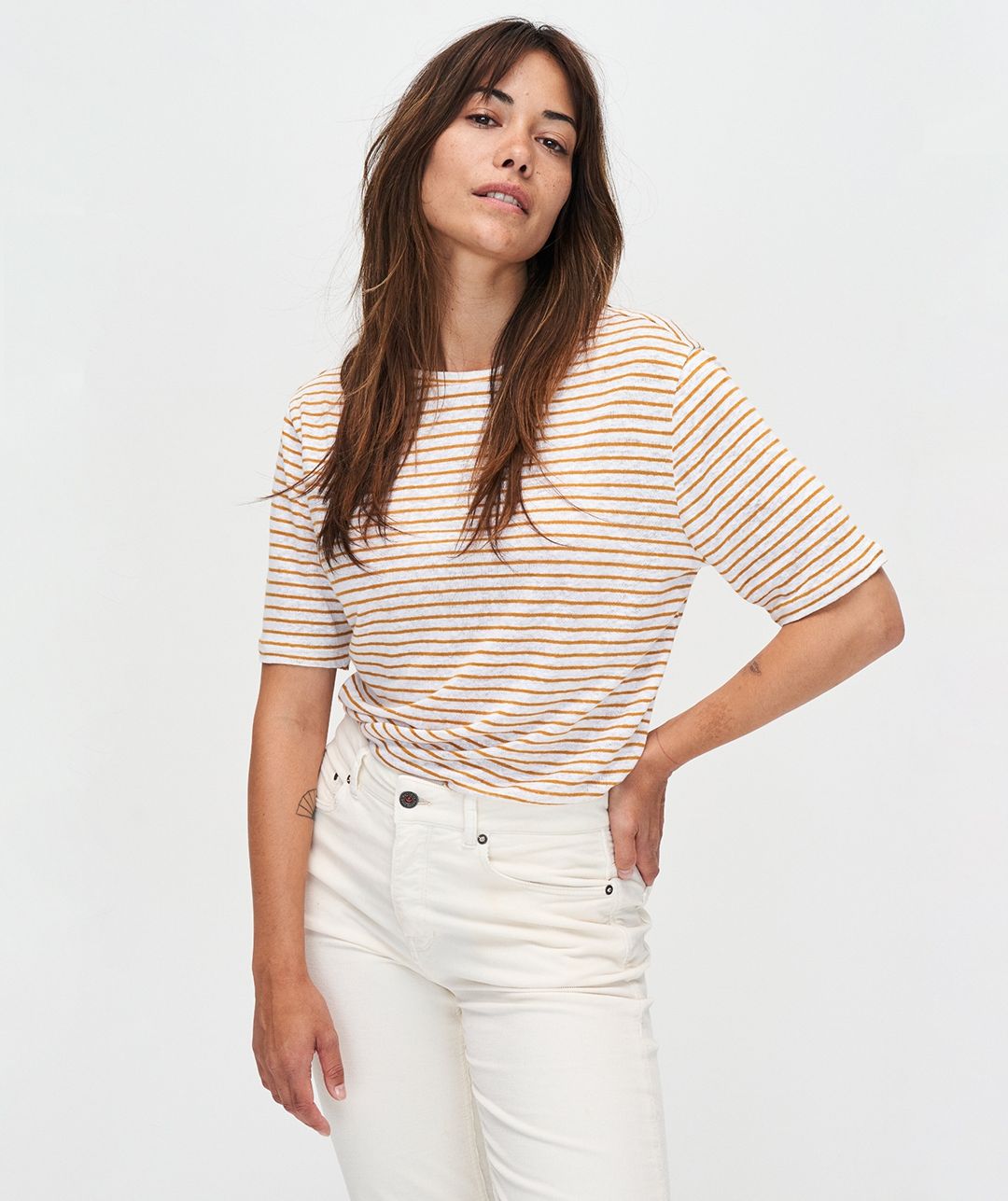 T-Shirt Olivia Striped White-Inca Desert