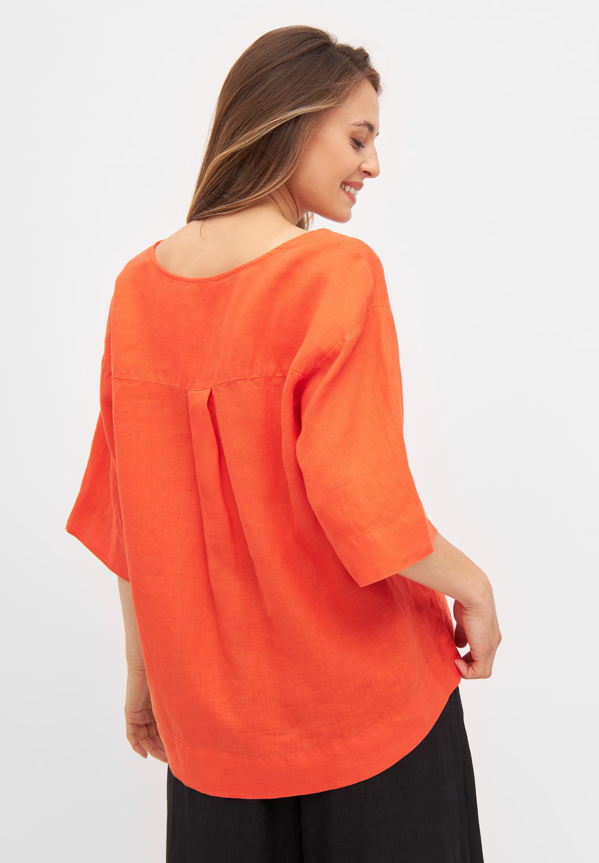 Blusenshirt Harper Sunset Orange Linen