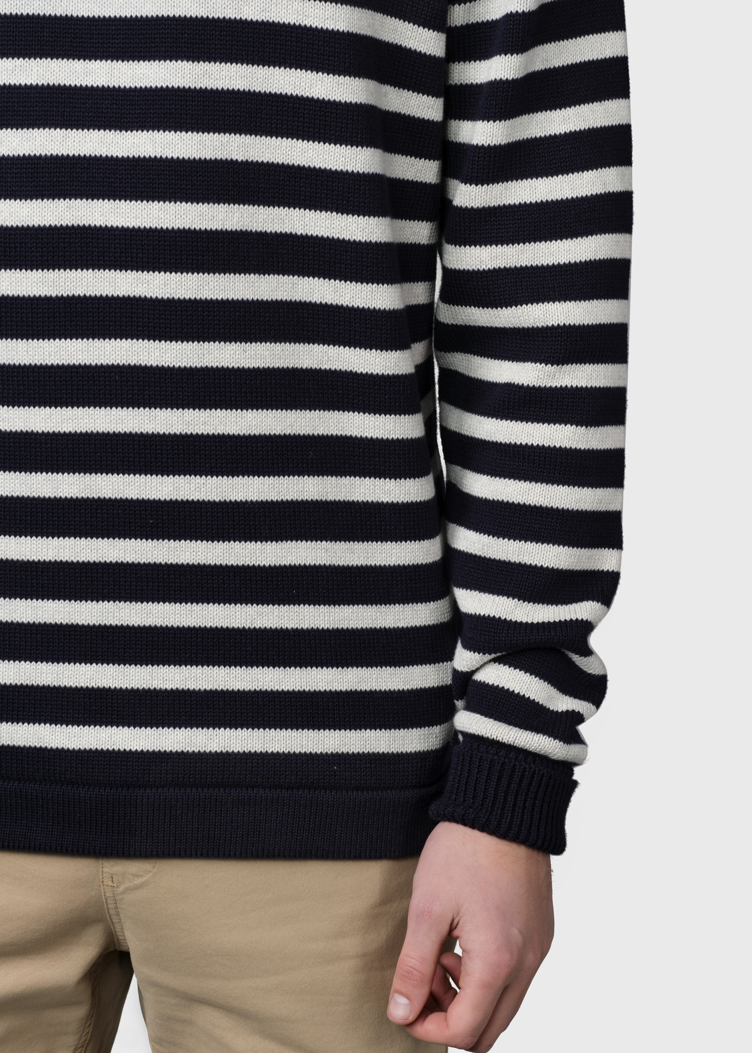 Gestreifter Strickpullover Robert Navy/Cream