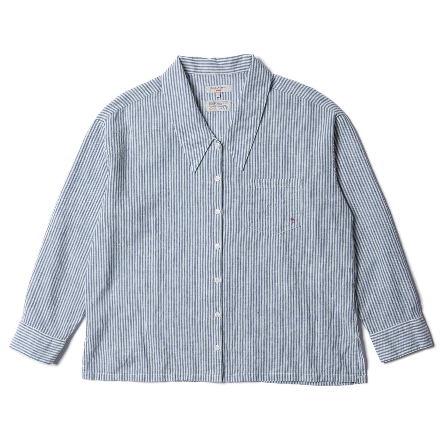 Langarm-Bluse Amalia Indigo Striped Blue-Offwhite