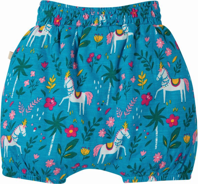 Blaue Baby-Shorts mit süßen Pferden