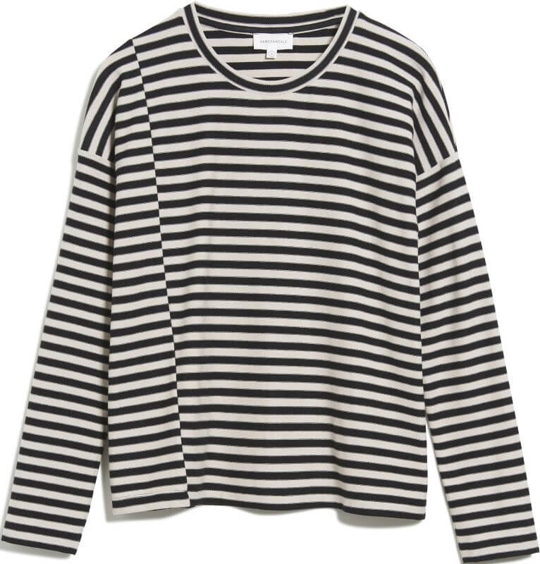 Damen-Longsleeve PALINAA KNITTED STRIPE kitt/black