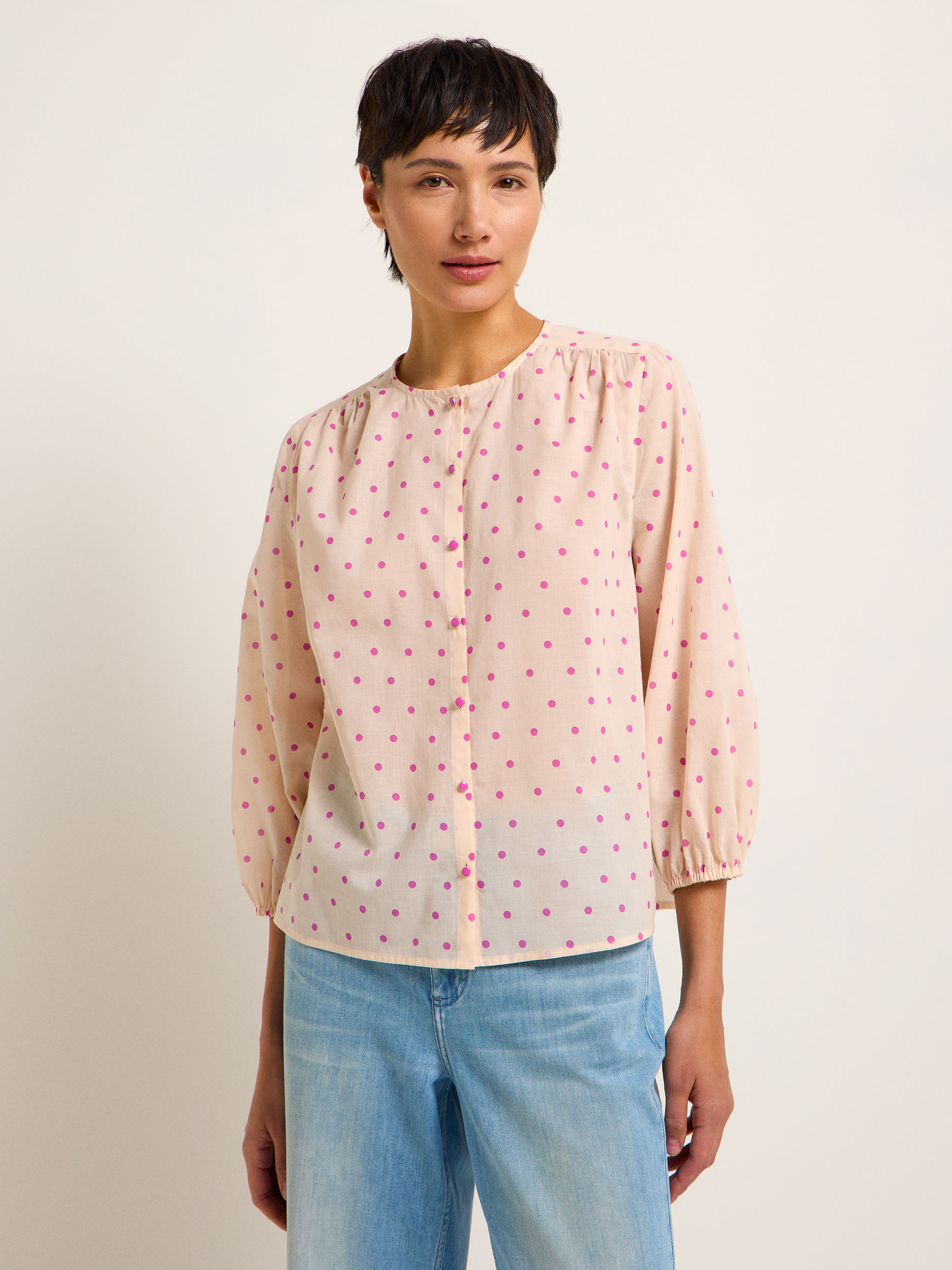 Langarm-Bluse print polka dots bloom