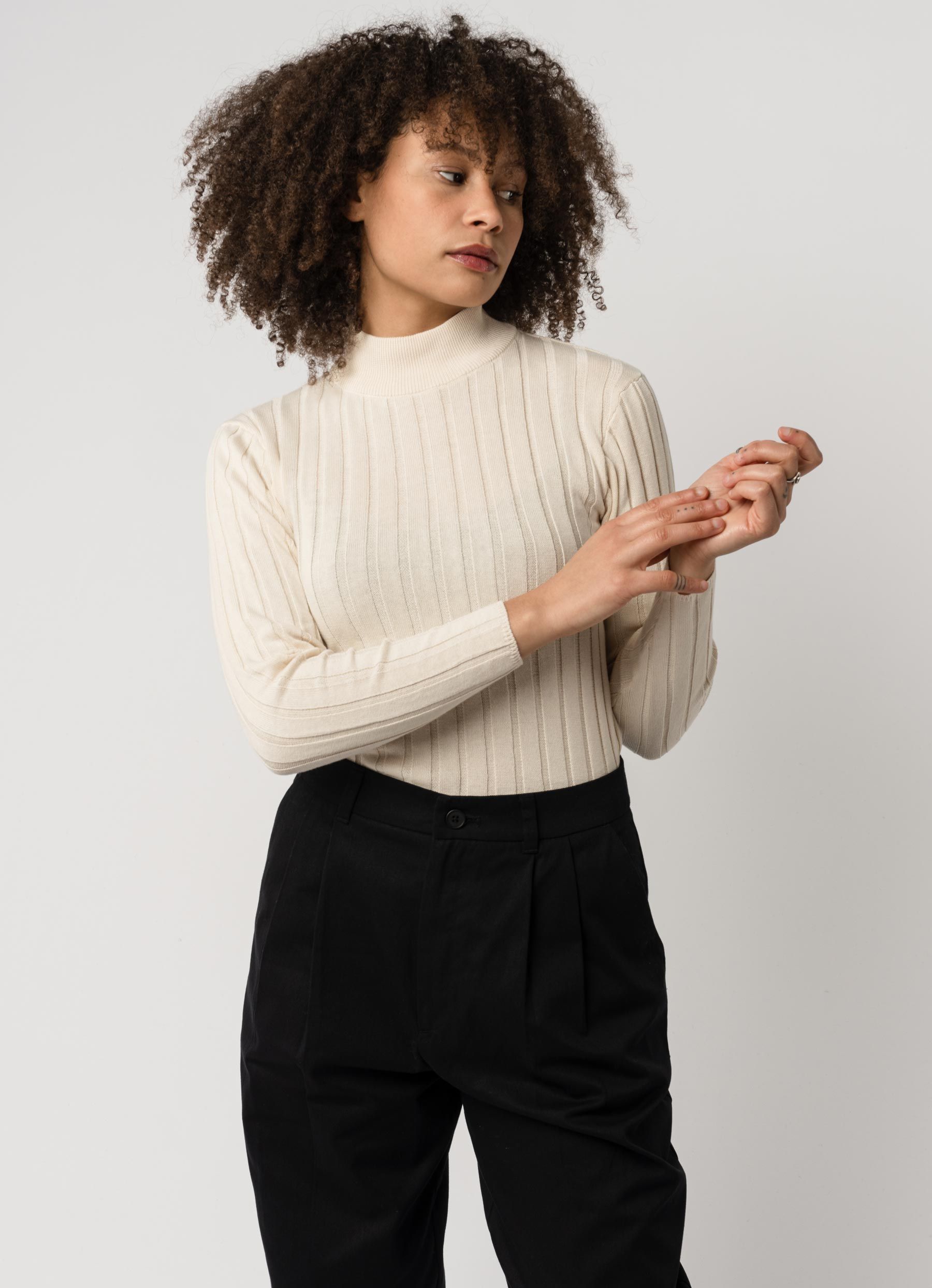 Mockneck Strickpullover AMBA cream