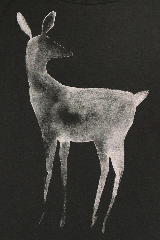 Damen-Kurzarmshirt Deer Black