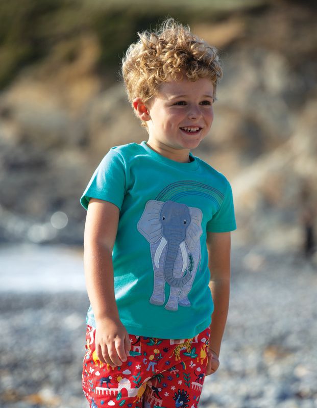 Hellblaues Kurzarm-Shirt mit Elefant