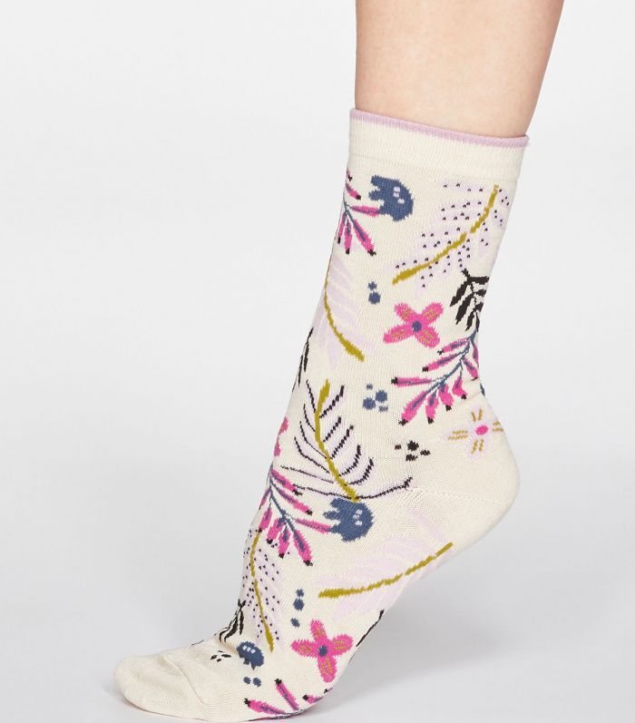 Damen-Socken Nelly Floral in Cream