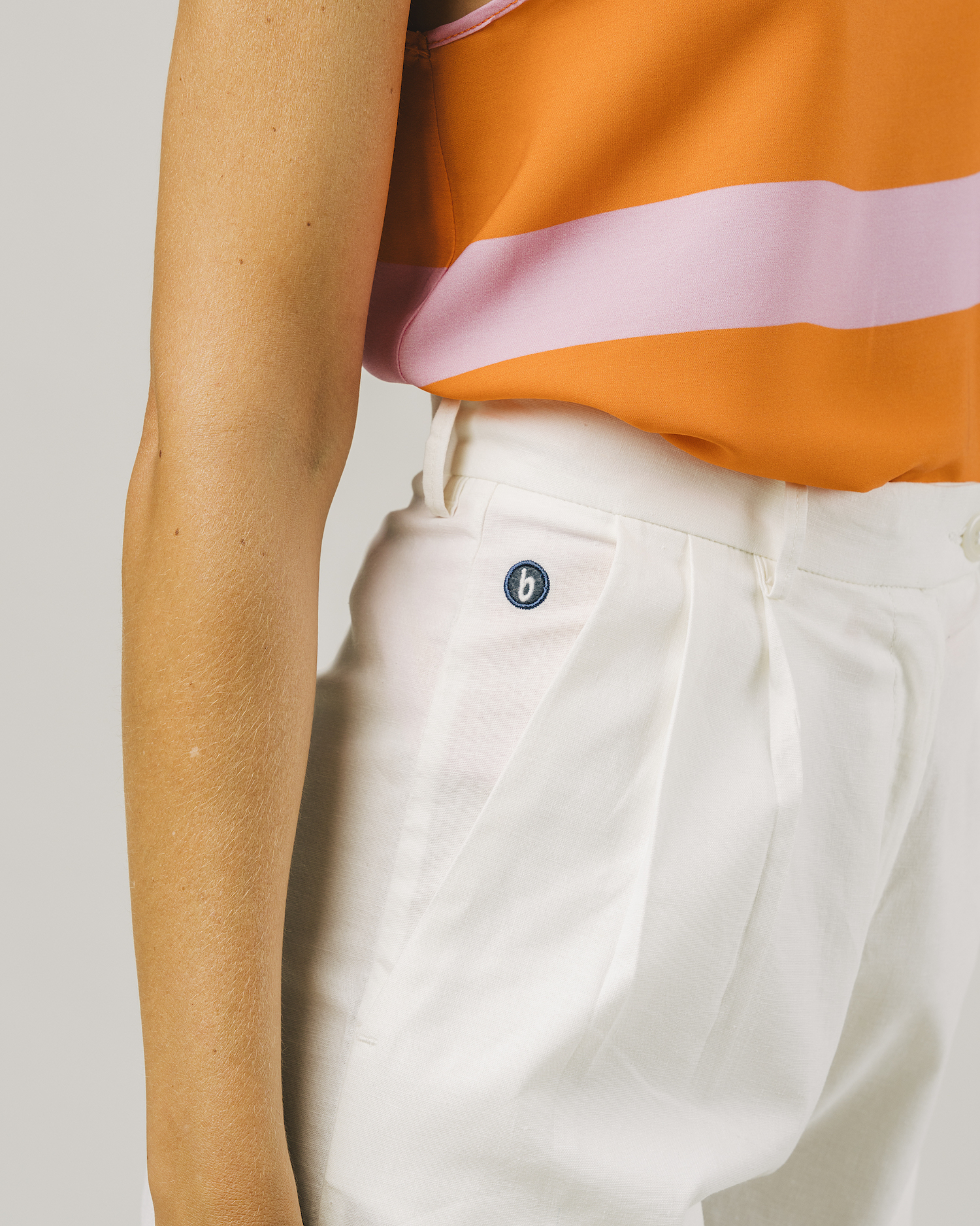 Tennis Shorts White mit Leinen