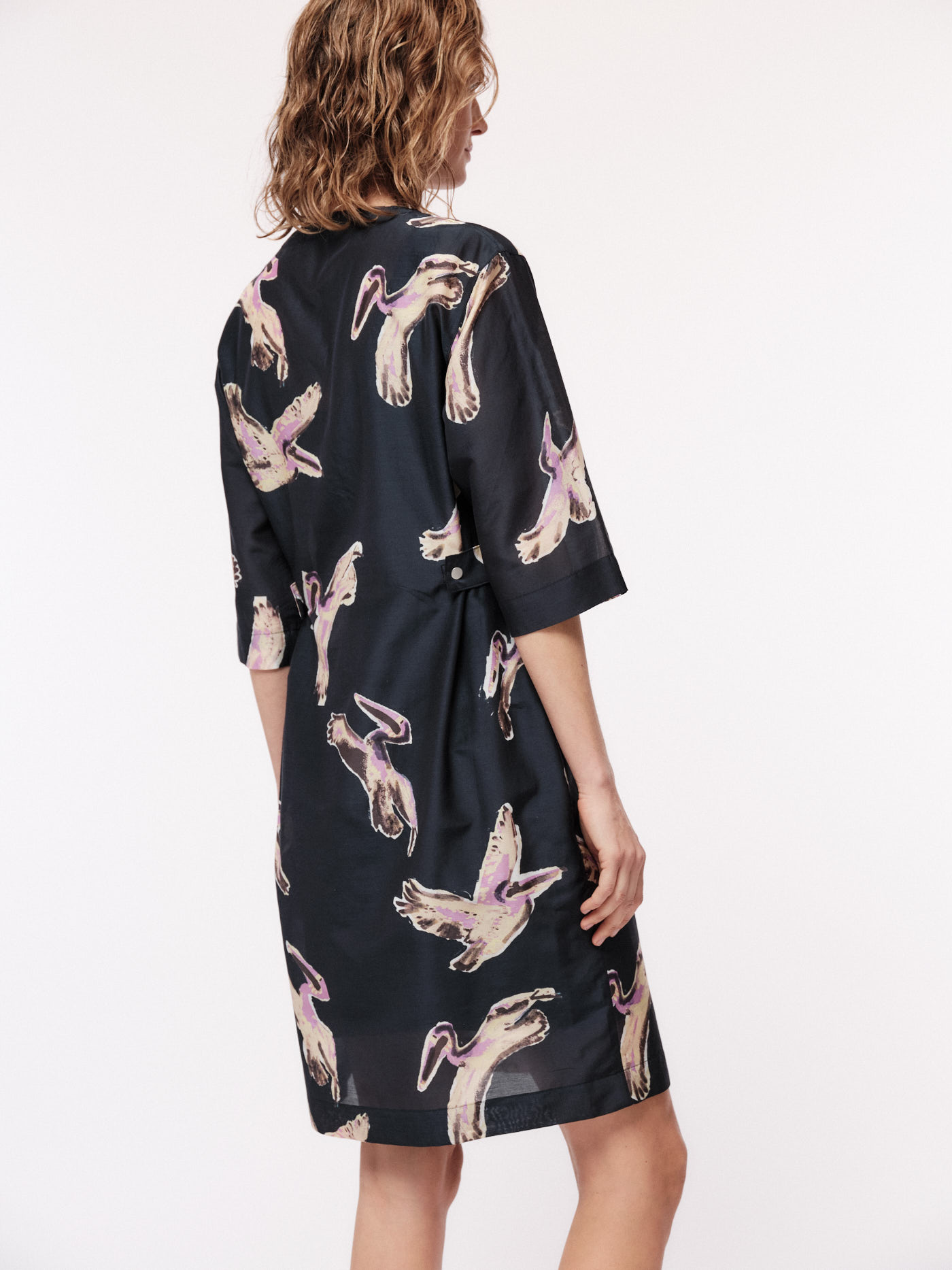 Halbarm-Kleid mit Pelican-Print atlantic