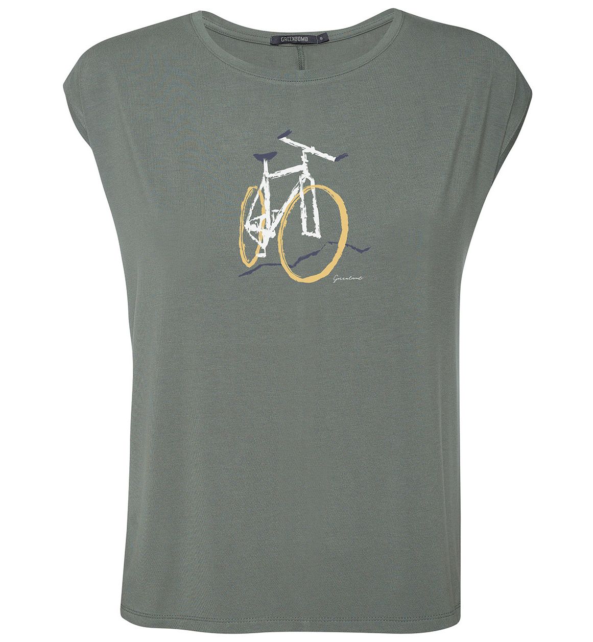 Print T-Shirt Bike Brush Timid Olive