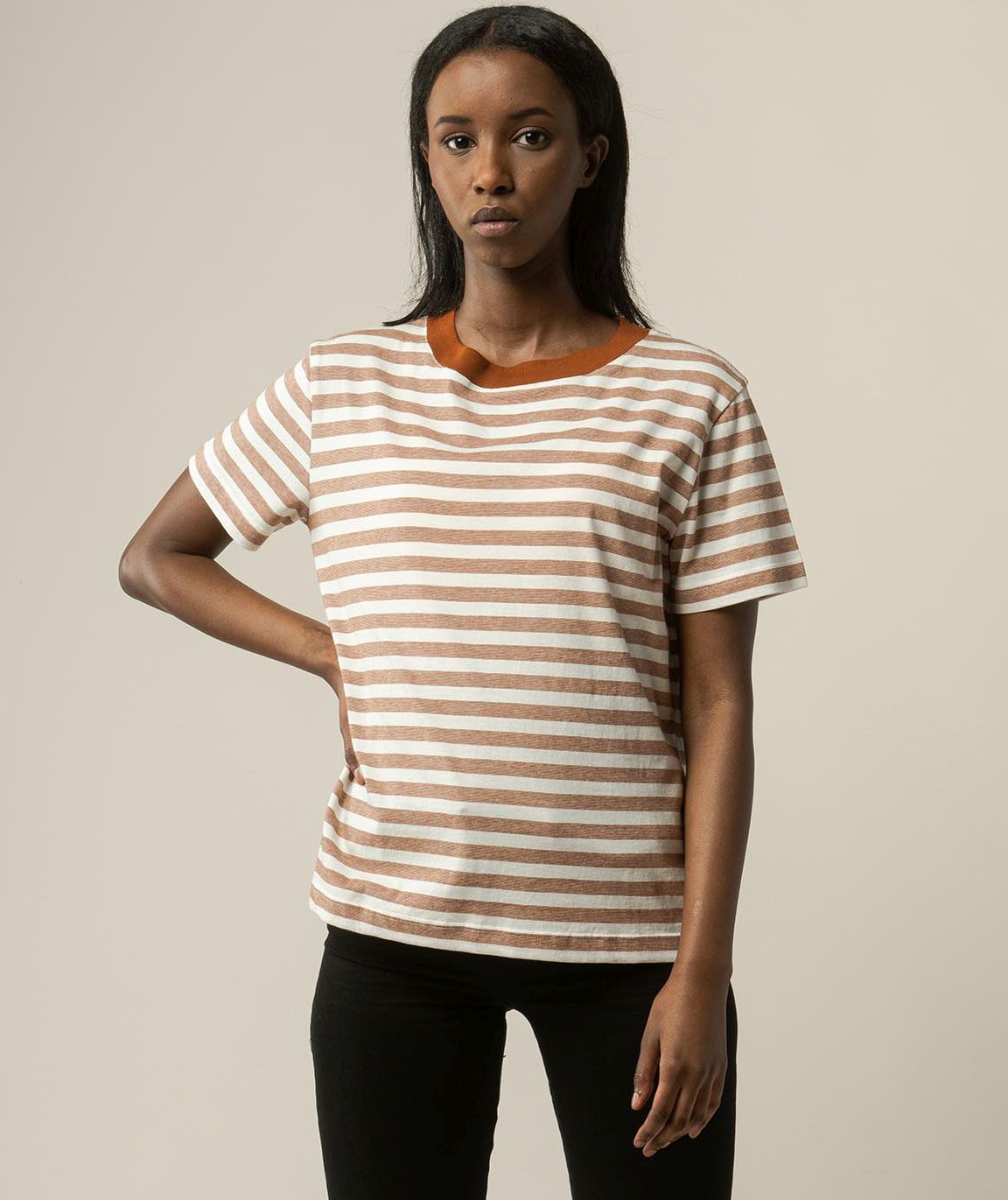 Damen T-Shirt KHIRA gestreift rust