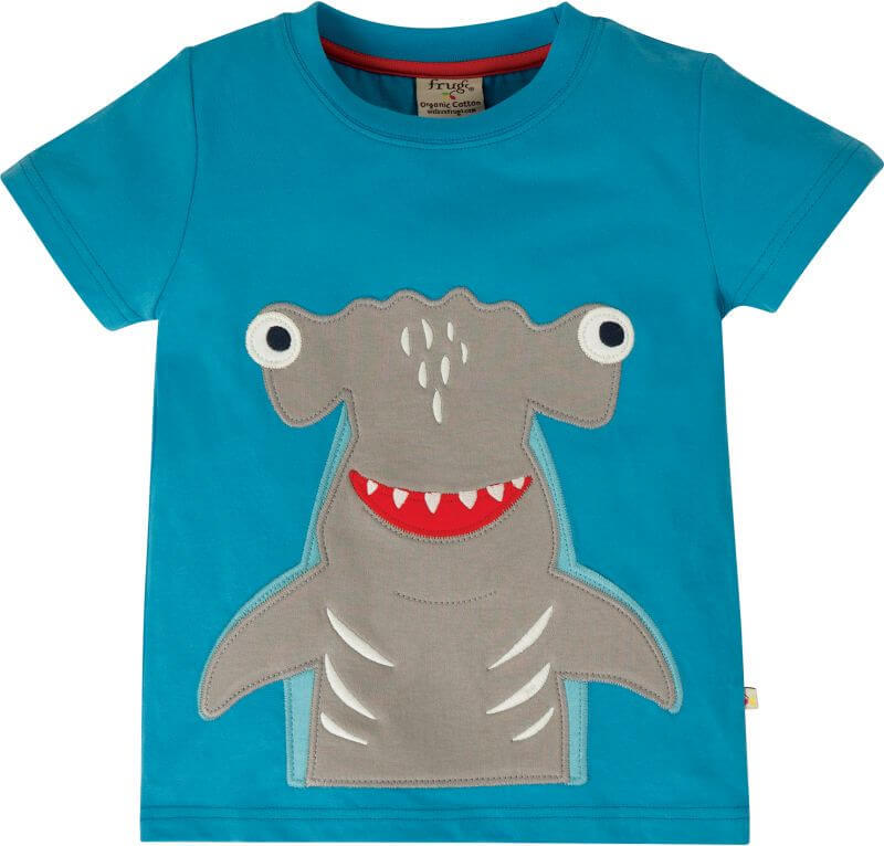 Blaues Jungs-Shirt mit Hammerhai