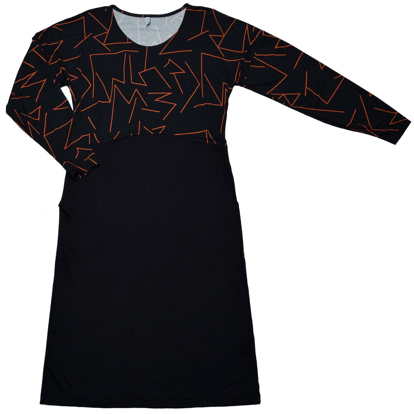 Langarm-Kleid ZWO schwarz mit Linien-Print