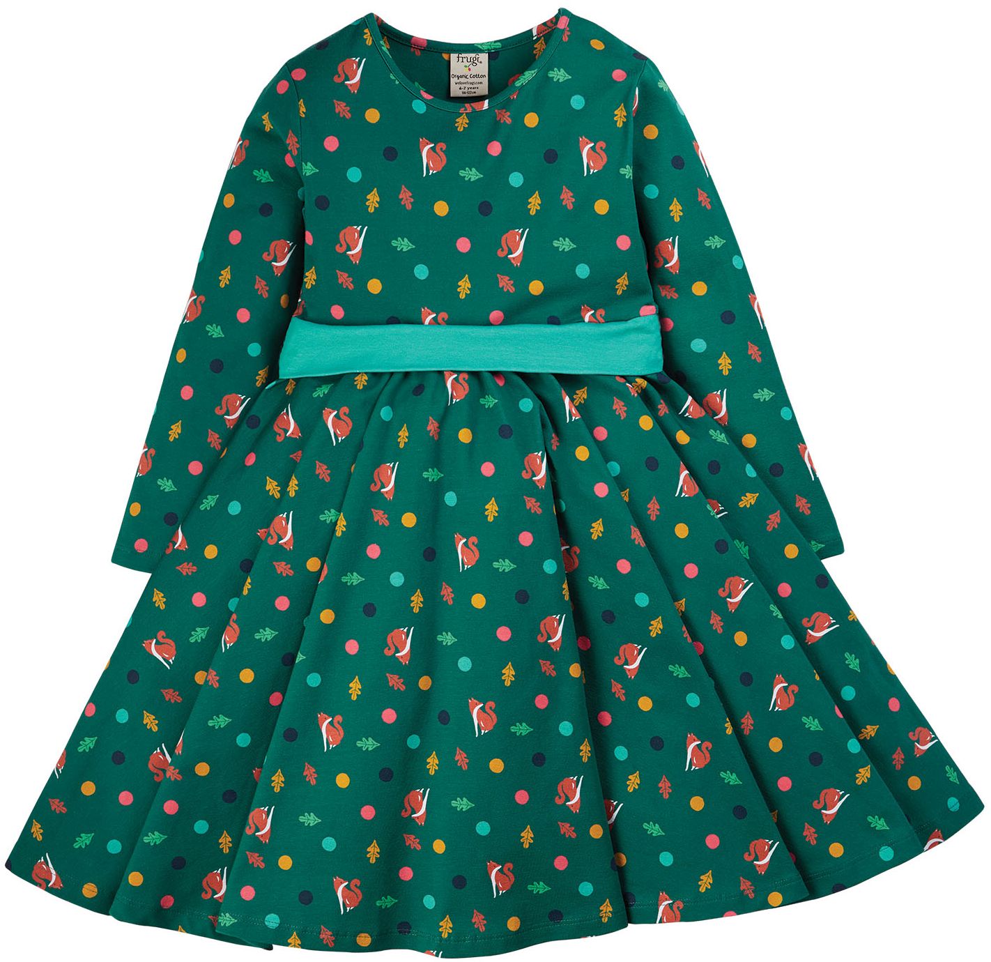Langarm-Kleid für Kinder mit Fuchs-Print