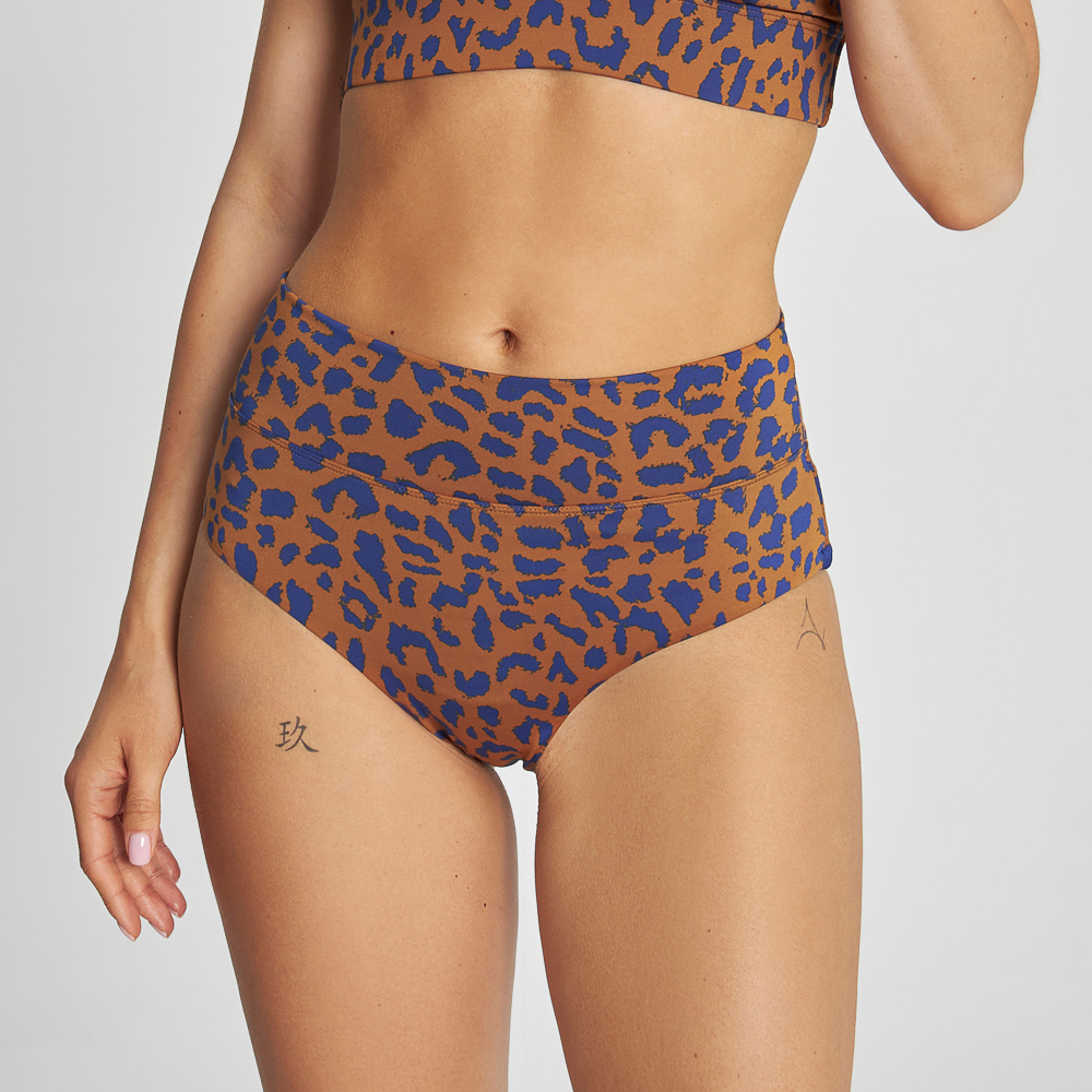 High Waist Bikini-Hose Slite Leopard