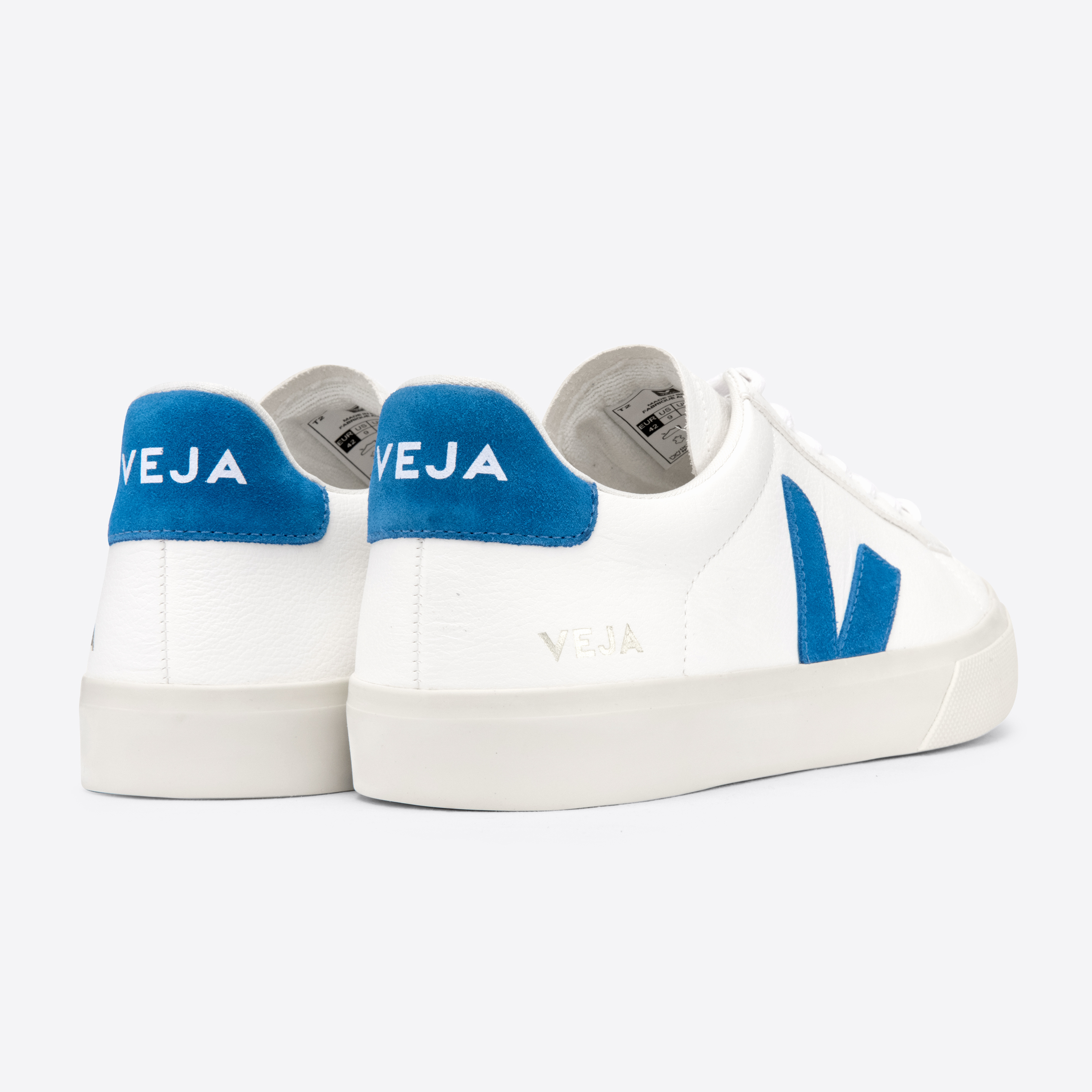 Damen-Sneaker Campo Chromefree Leather White/Swedish Blue