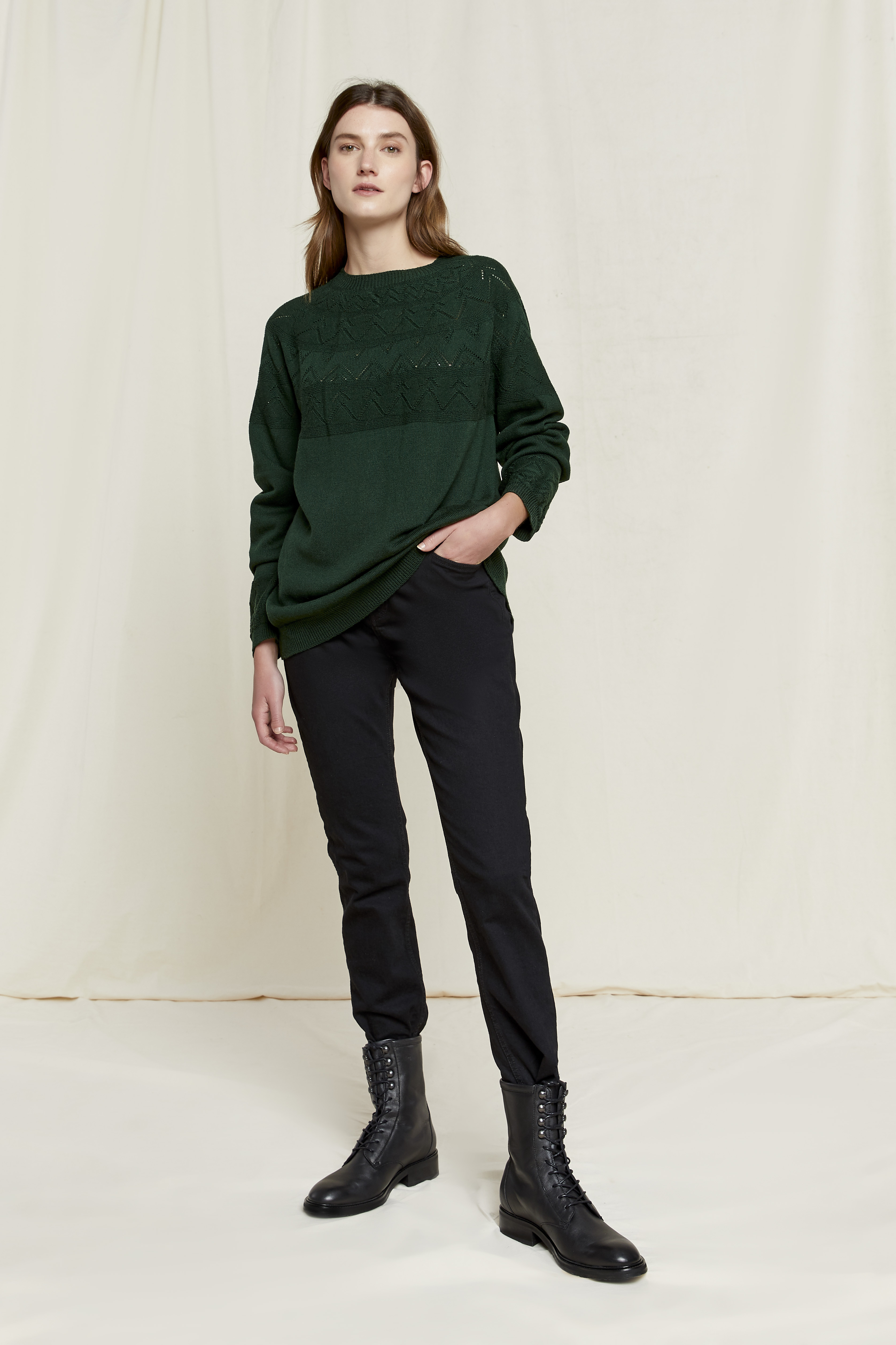 Damen-Strickpullover Penelope Merino Jumper Green (100% Wolle)