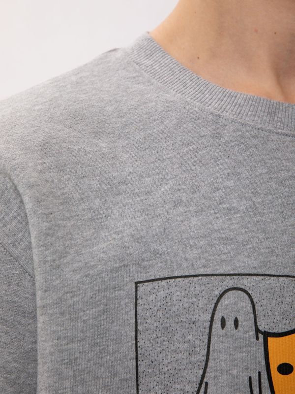 Weiches Sweatshirt Ghost Melting Smile in Greymelange