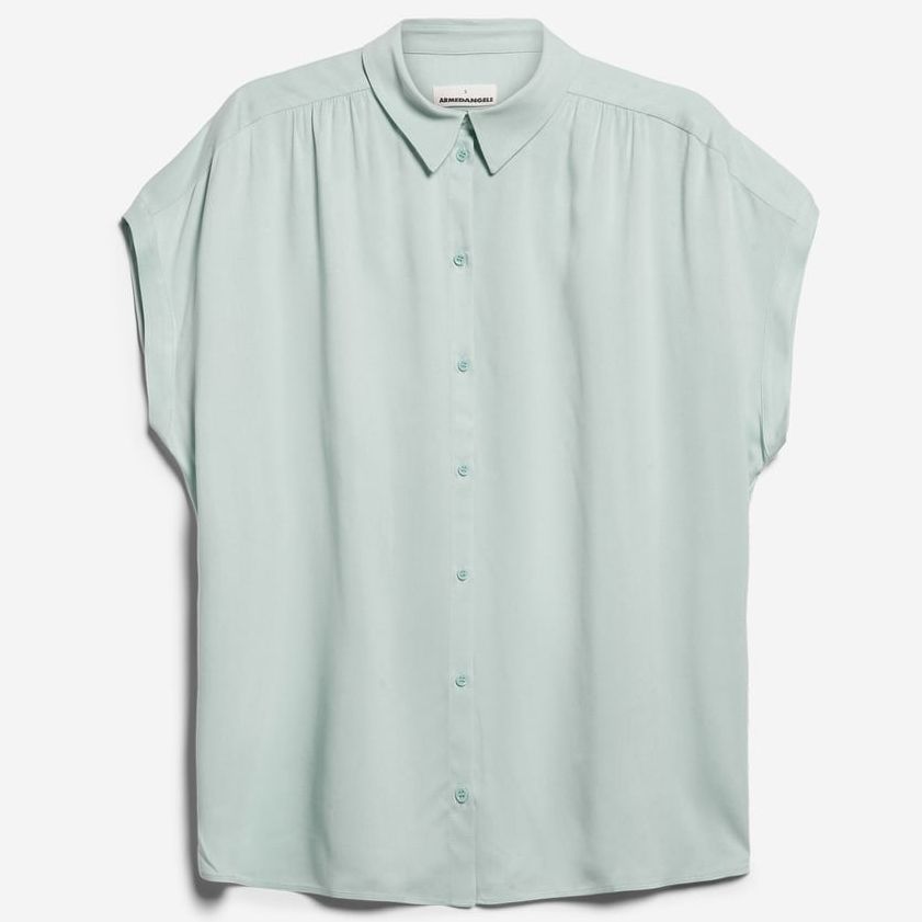 Seidige Kurzarm-Bluse ZONJAA polar green