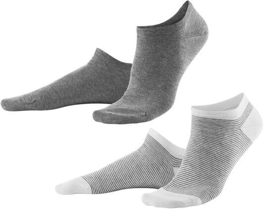 Grau gemusterte Sneaker-Socken im Doppelpack