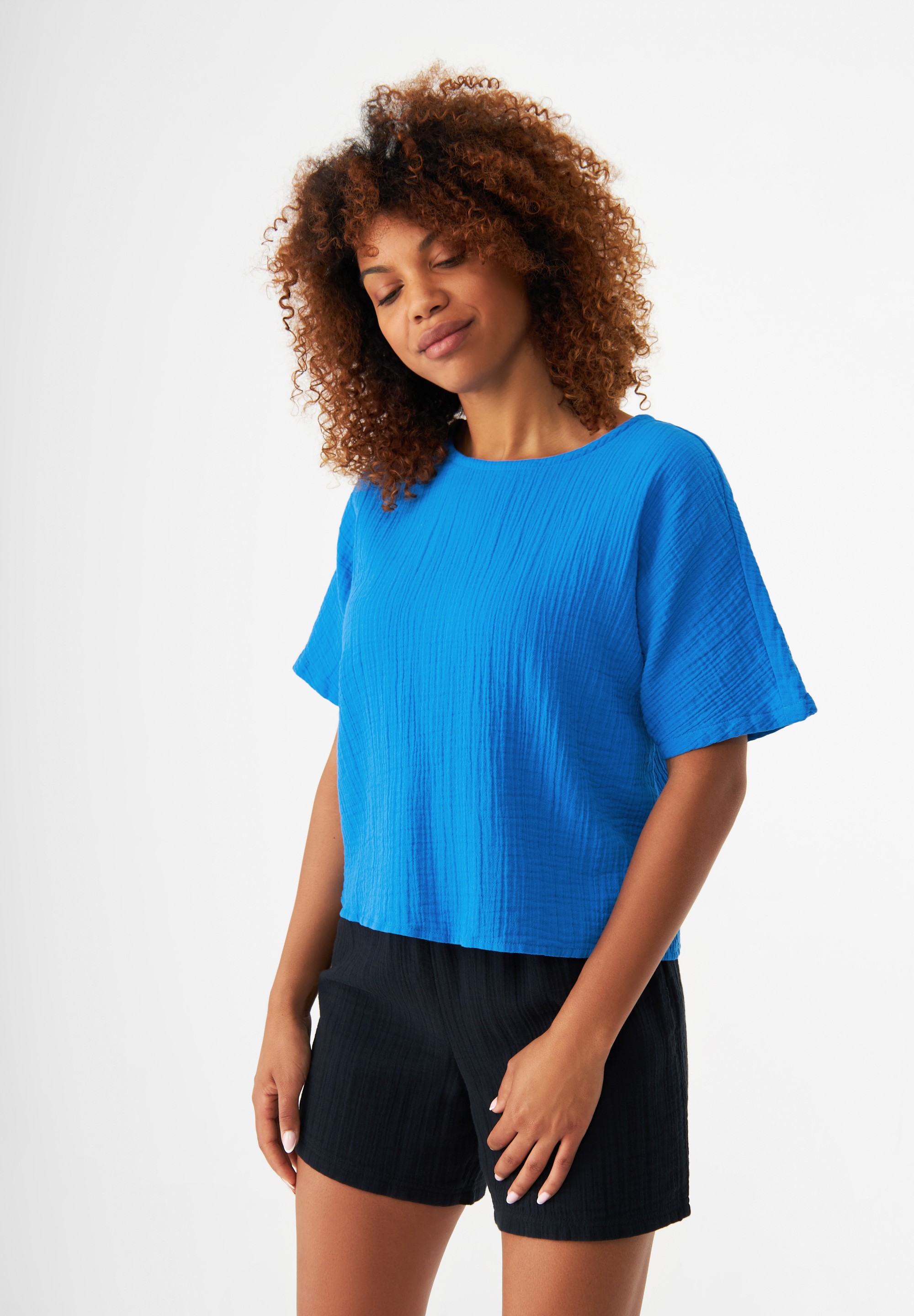 Musselin T-Shirt Pina French Blue