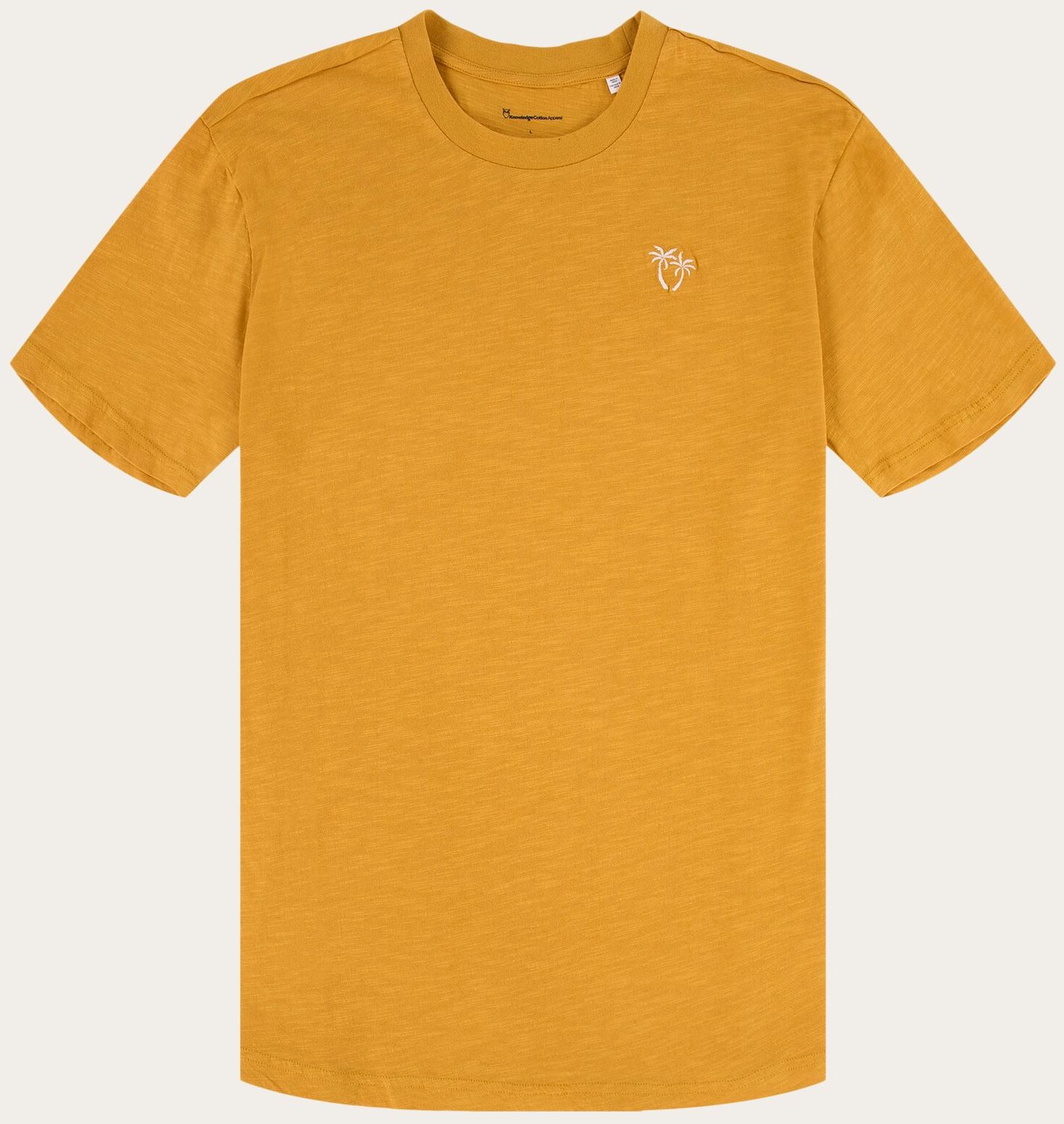 Slub T-Shirt mit Palmen-Stickerei Honey Gold